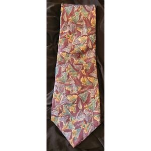 Oakbrook Silk Necktie Mens OS Purple Teal Abstract Geometric Vintage Excellent